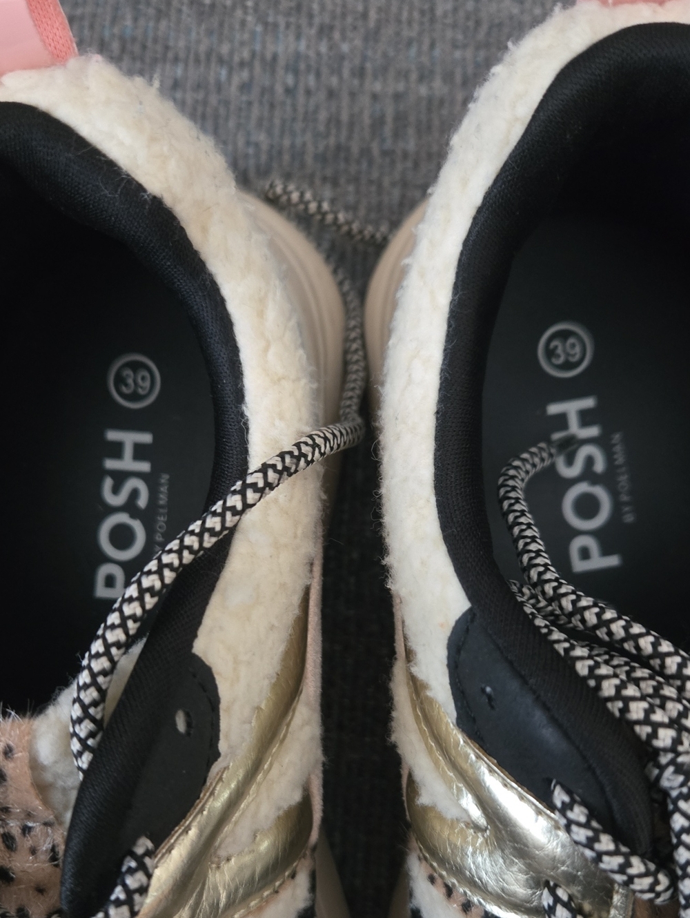 POSH by Poelman Faux Fur & Metallic Lace-Up Sneakers (Women’s Size 8) - Picture 6 of 7